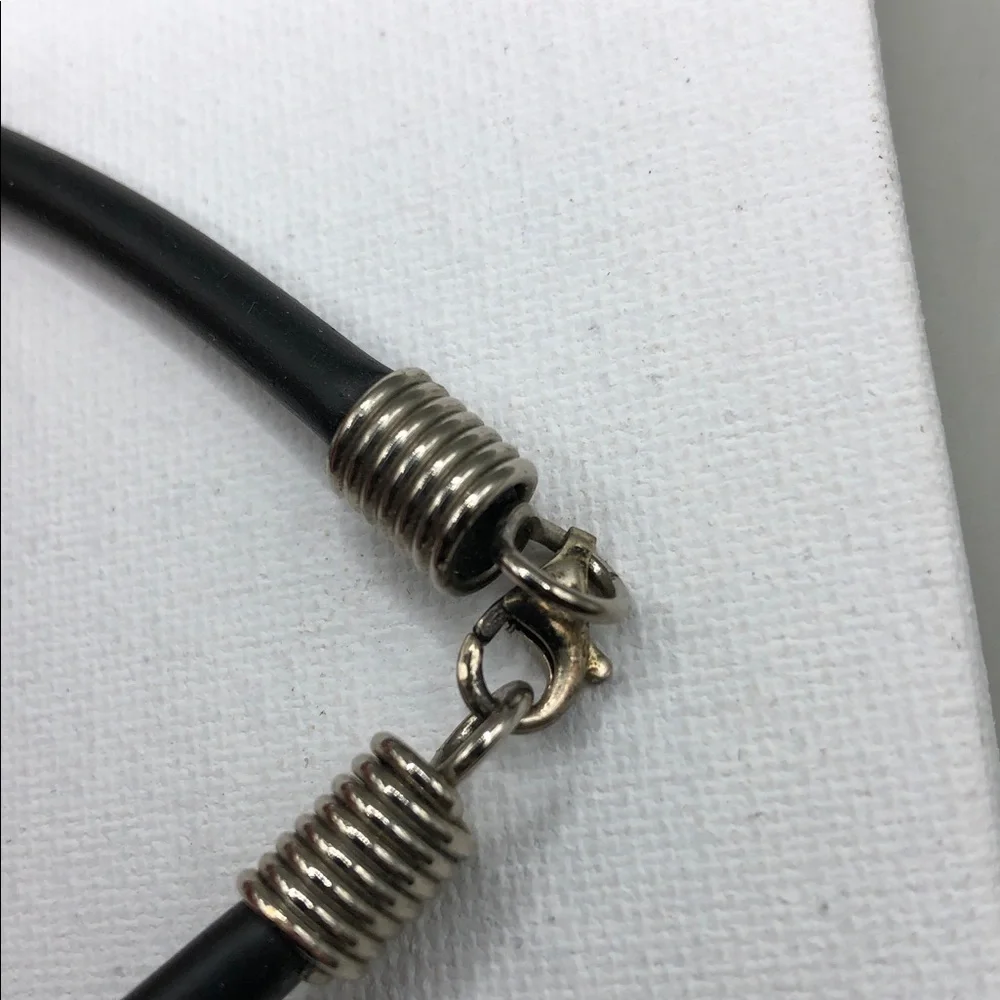 90's y2k sterling silver slider scroll charm cord necklace collar choker UNISEX
